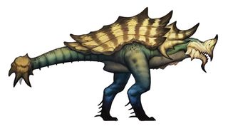 The Rhinosaur design, with the armour, spikes and club tail, is suitably threatening for the game