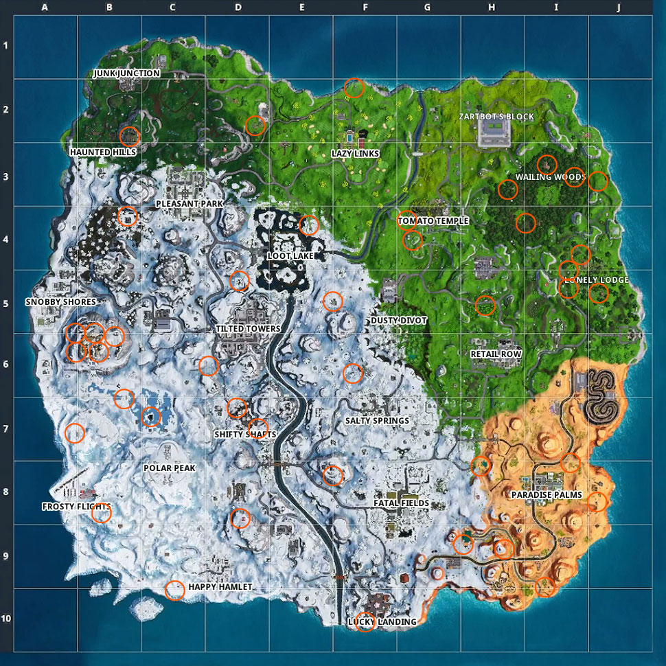 visit different named locations - fortnite free overtime challenges