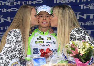 Edoardo Zardini on the podium after winning Stage 2 of the 2014 Tour of Trentino