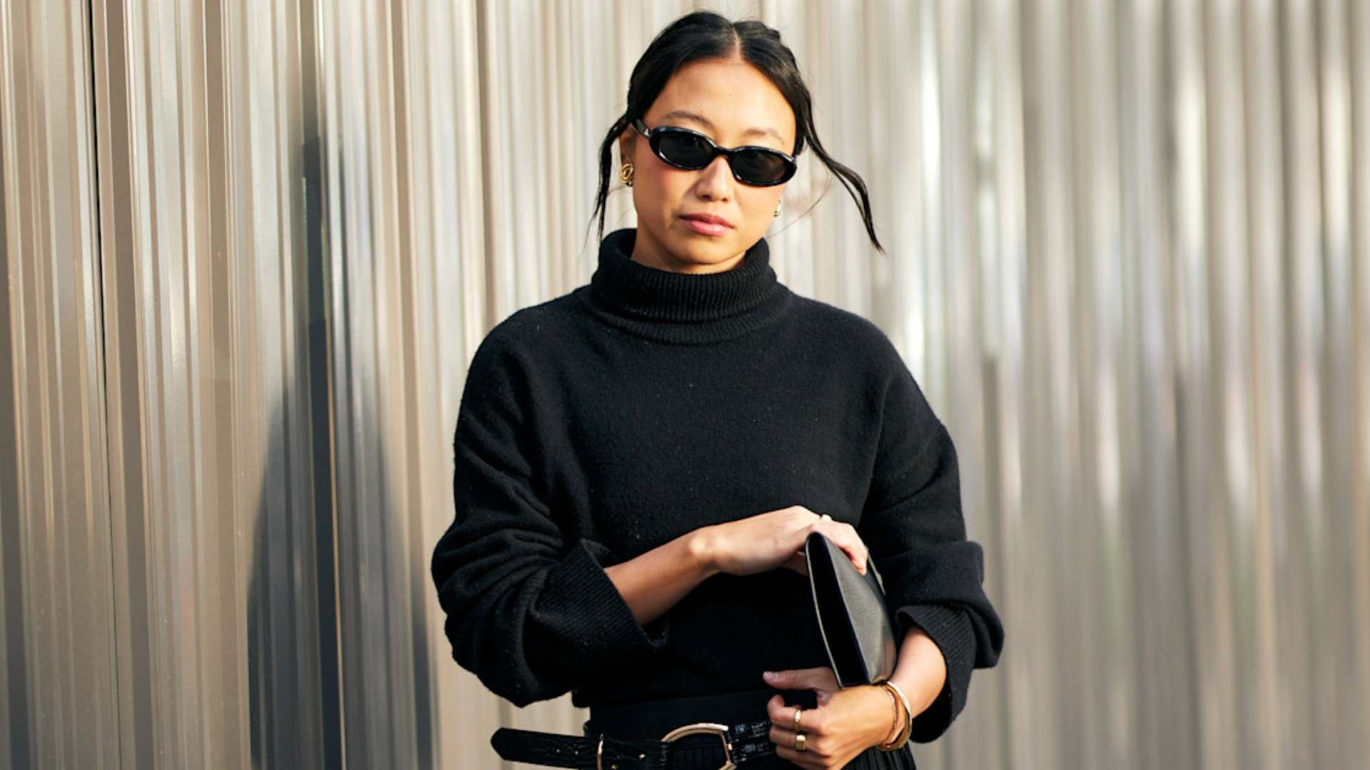 Woman wearing all-black in New York