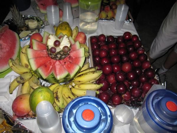 A delicious fruit spread feeds the racers