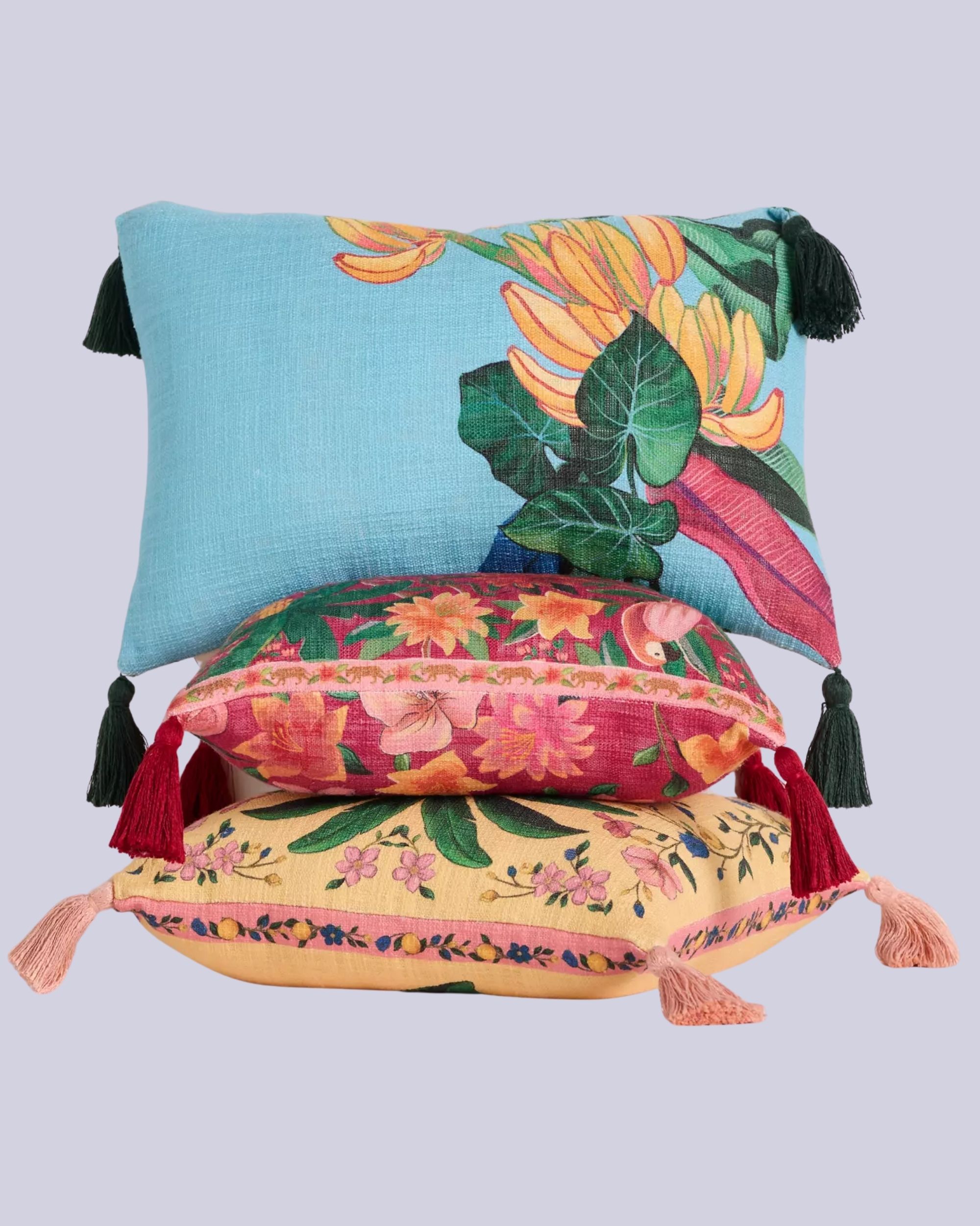 Anthropologie x Farm Rio, Cotton Printed Tassel Outdoor Cushion