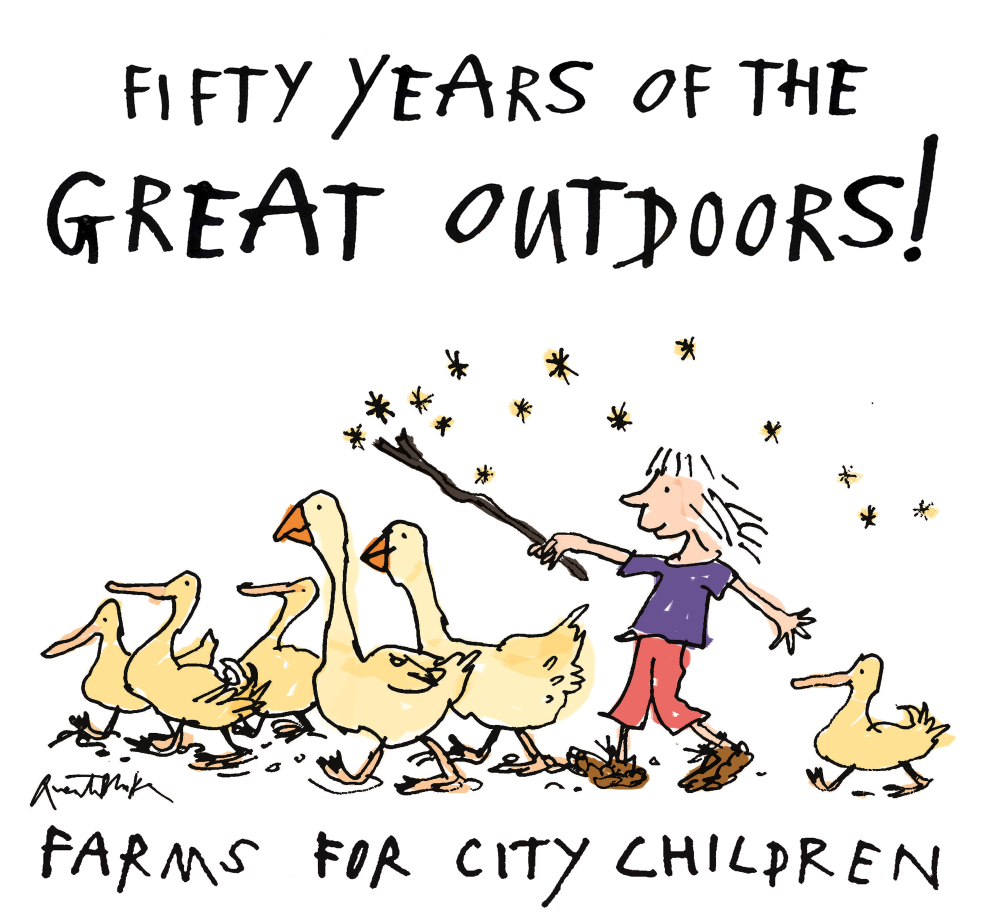Illustration of child and geese