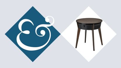 IKEA air purifying table on blue and white diamond Homes & Gardens template with ampersand logo