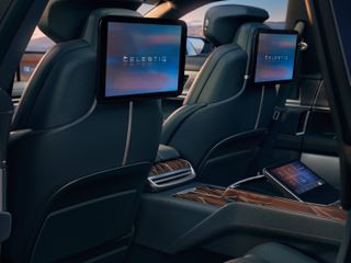 Cadillac Celestiq EV interior with screens on back of seats