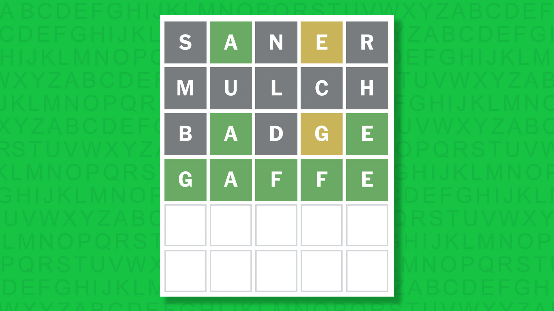 NYT Wordle answer for game 1946 on a green background