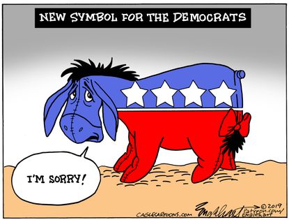 Political Cartoon U.S. Democrats New Symbol Eeyore Winnie the Pooh Apologies