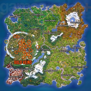 Fortnite Gold Veins locations on the map