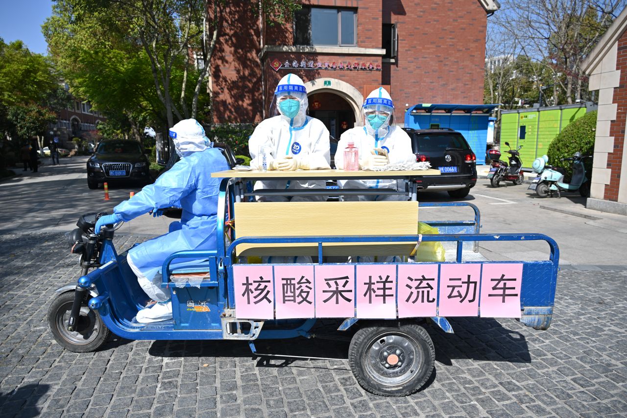 A mobile COVID-19 test vehicle in Shanghai