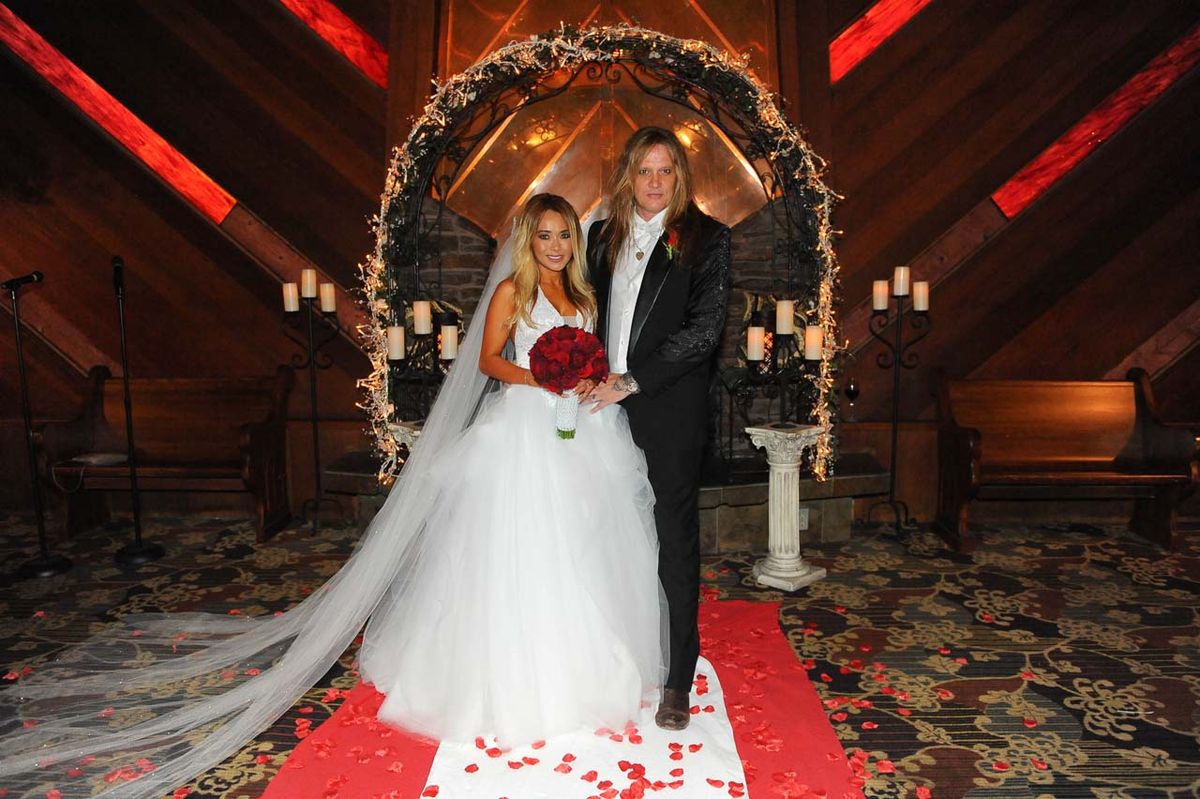 Sebastian Bach weds Suzanne Le at Rockbar Theater on August 22, 2015 in San Jose, California.