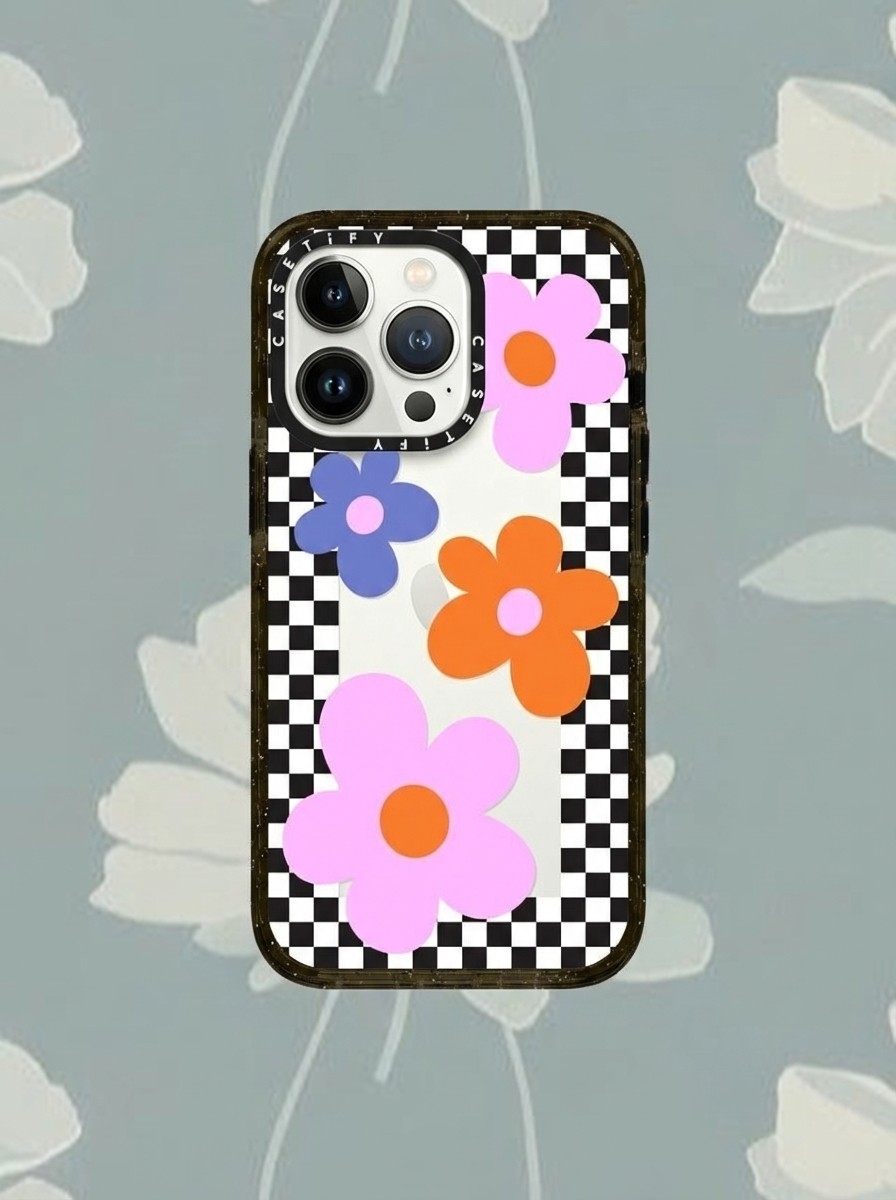 Checkered Floral Frame iPhone case