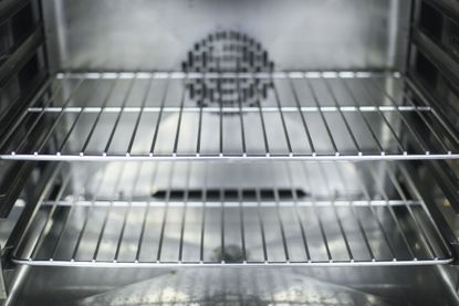 close up image of clean oven racks inside oven