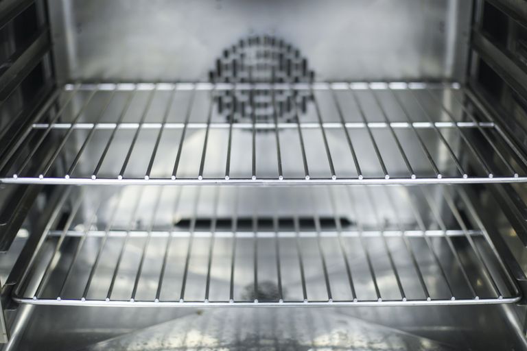 close up image of clean oven racks inside oven