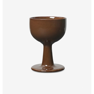 brown glazed stoneware wine glass