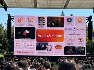 Apple Audio and Home features on a screen at WWDC 2024