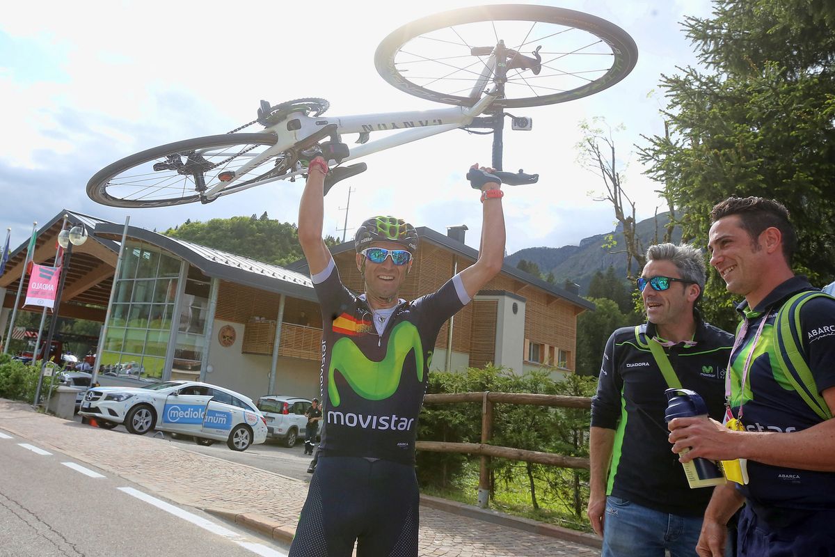 Celebration for Alejandro Valverde (Movistar)