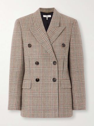 Double-Breasted Checked Wool-Blend Blazer