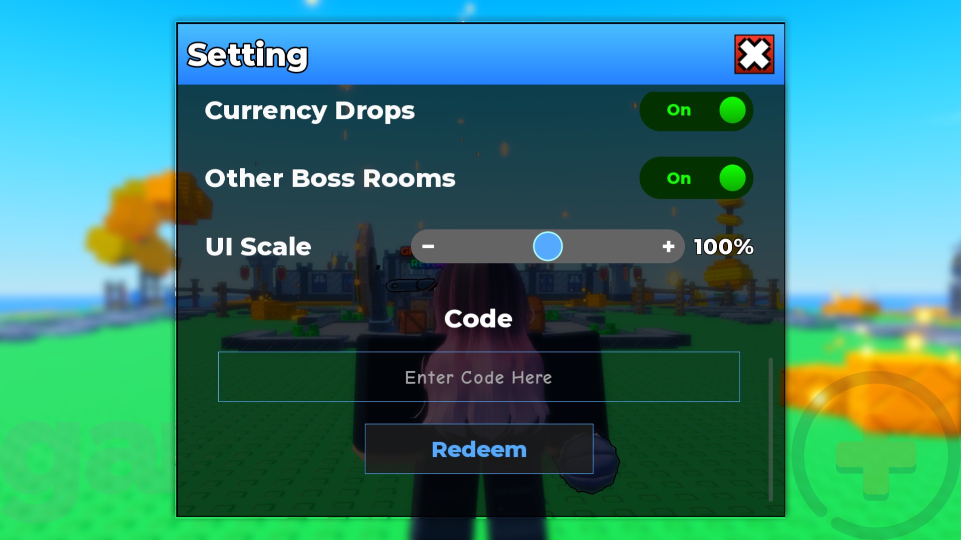 The Be The Final Boss codes redemption box as seen in-game.