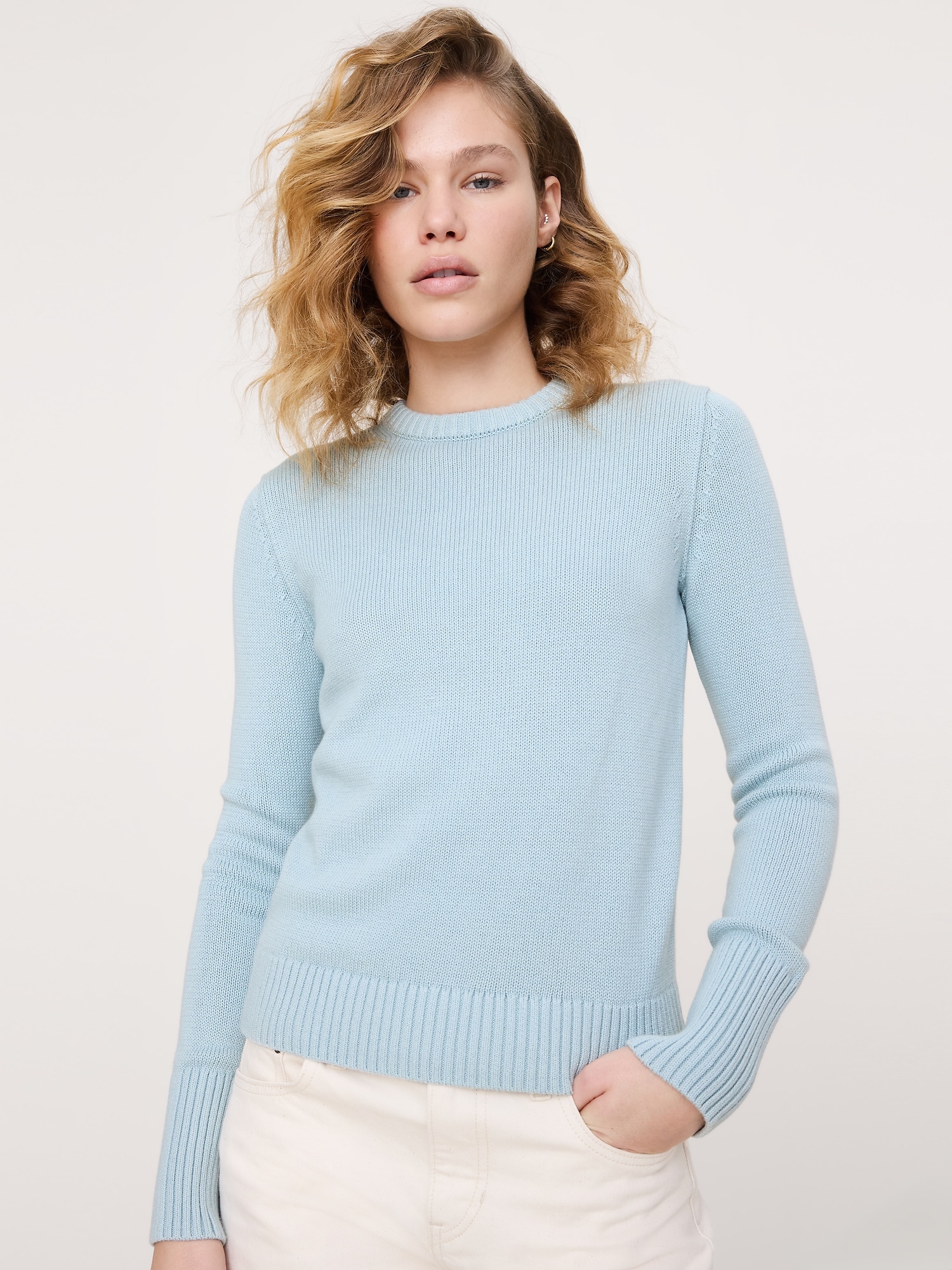 Cotton-Silk Crew-Neck Sweater