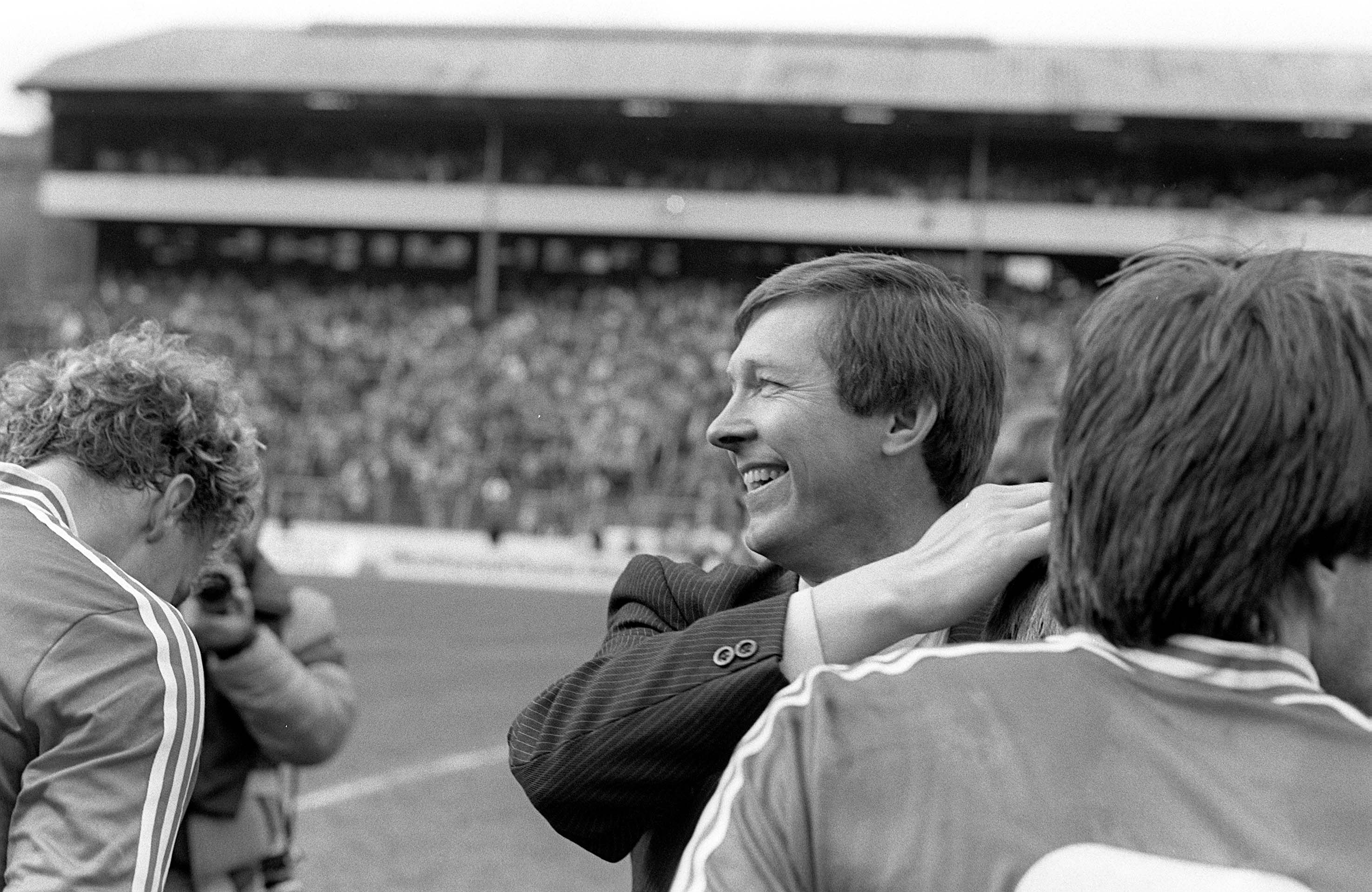 Alex Ferguson celebrates Aberdeen's Scottish Cup final win over Rangers in May 1982.