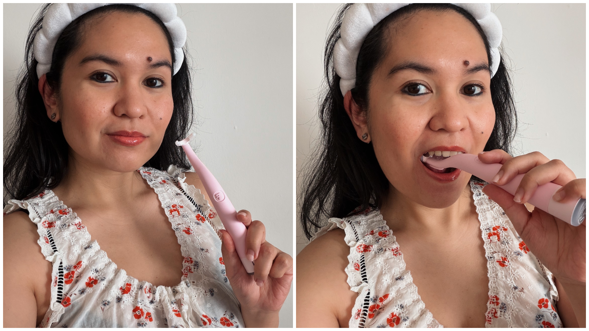 Audrey Noble using flaus flossing device