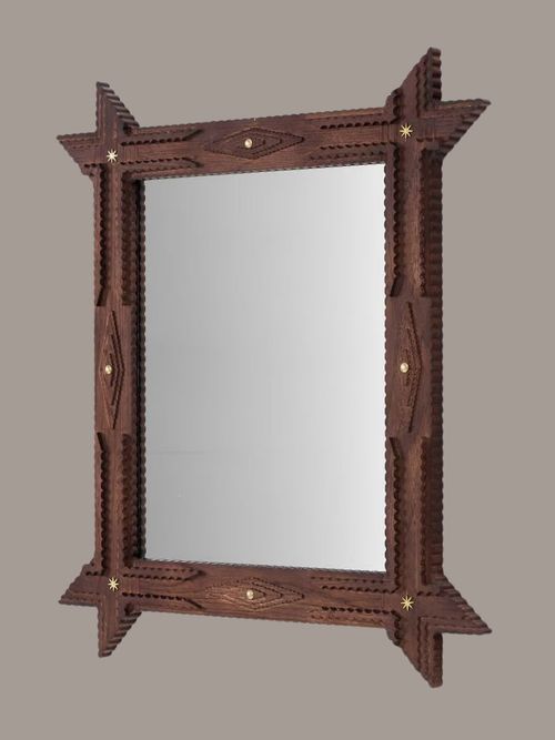 Pierce & Ward Rectangle Tramp Art Wall Mirror