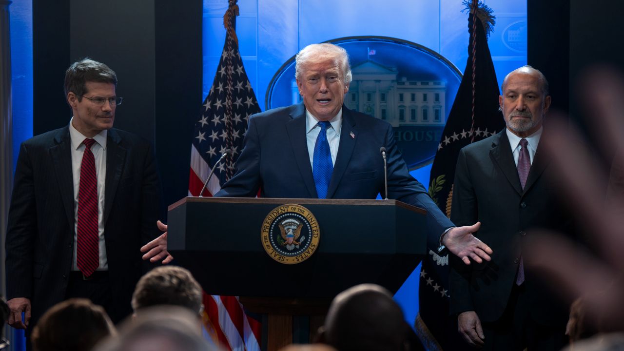President Donald Trump decries tariffs defeat at Supreme Court in White House press conference