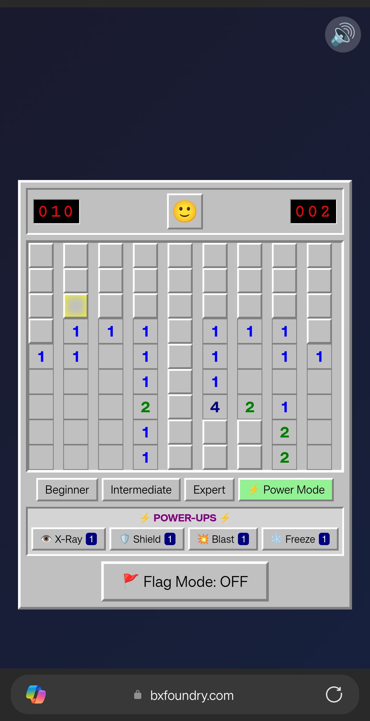 Minesweeper (Deluxe) clone built by Anthropic's Claude Code, running on mobile