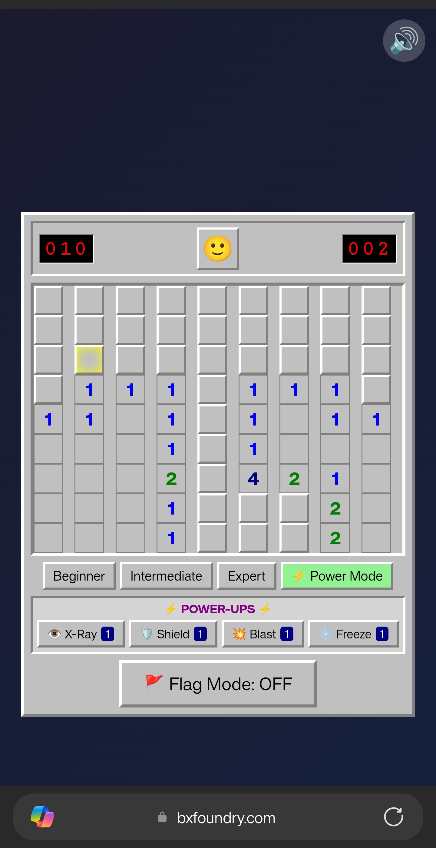 Minesweeper (Deluxe) clone built by Anthropic's Claude Code, running on mobile