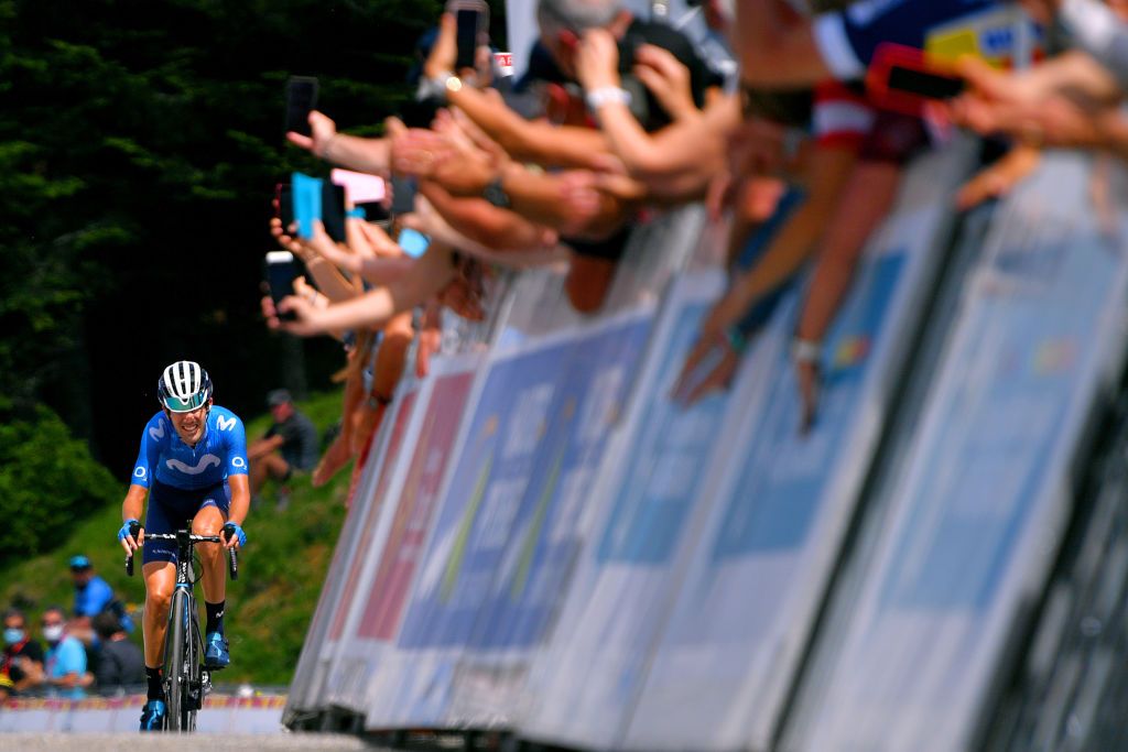 LE MOURTIS FRANCE JUNE 12 Antonio Pedrero Lopez of Spain and Movistar Team stage winner celebrates at arrival during the 45th La Route dOccitanie La Depeche Du Midi 2021 Stage 3 a 1918km stage from PierrefitteNestalas to Le Mourtis Col de Ment 1450m RDO2021 RouteOccitanie on June 12 2021 in Le Mourtis France Photo by Luc ClaessenGetty Images