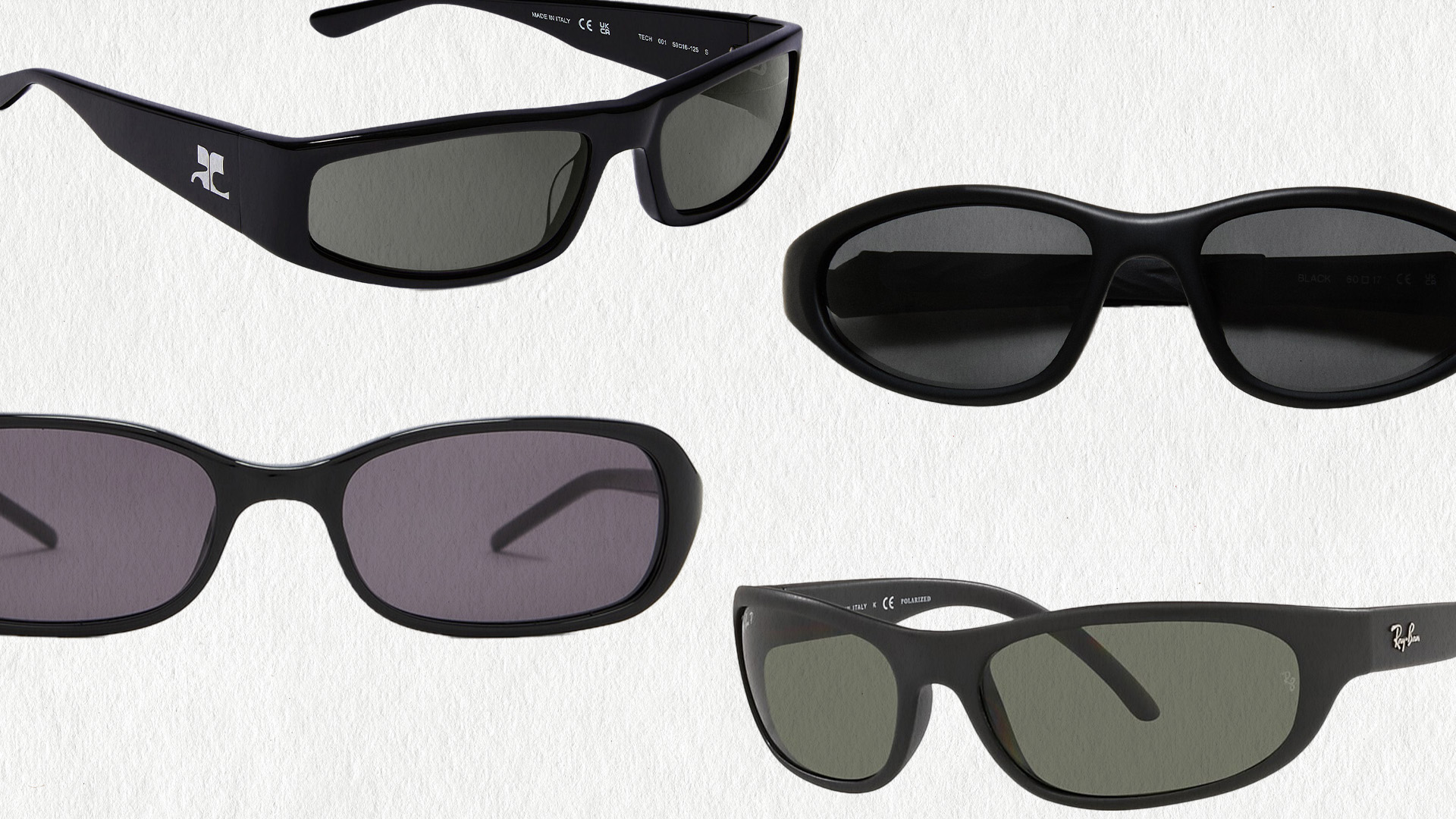 Sunglasses from Courrèges, DMY Studios, Chimi, and Ray-Ban.