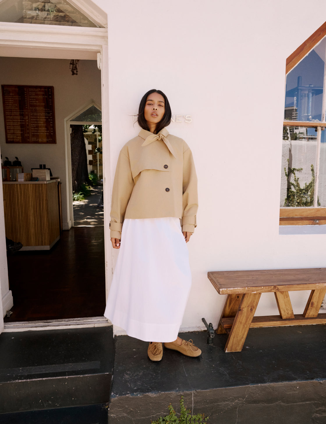White Poplin Midi Skirt