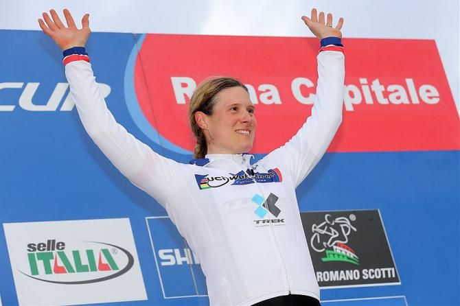 Katie Compton on the podium in Rome