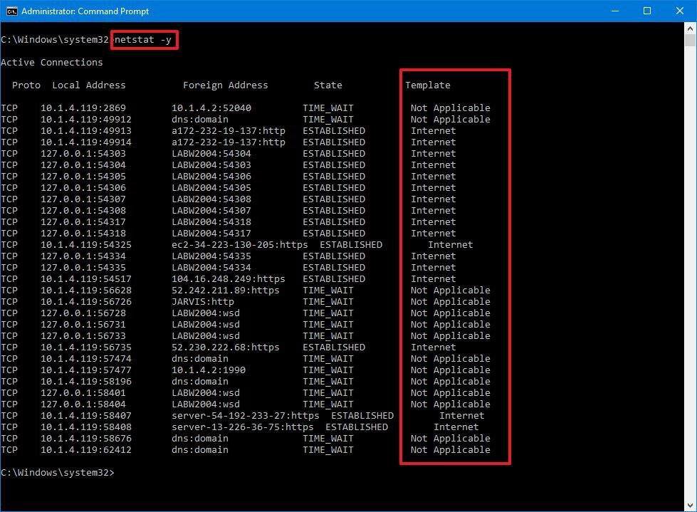 Netstat -y