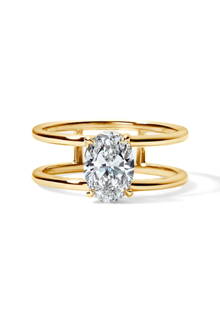 THE RING VAULT 1.20CT Oval Gold Double Band Engagement Ring