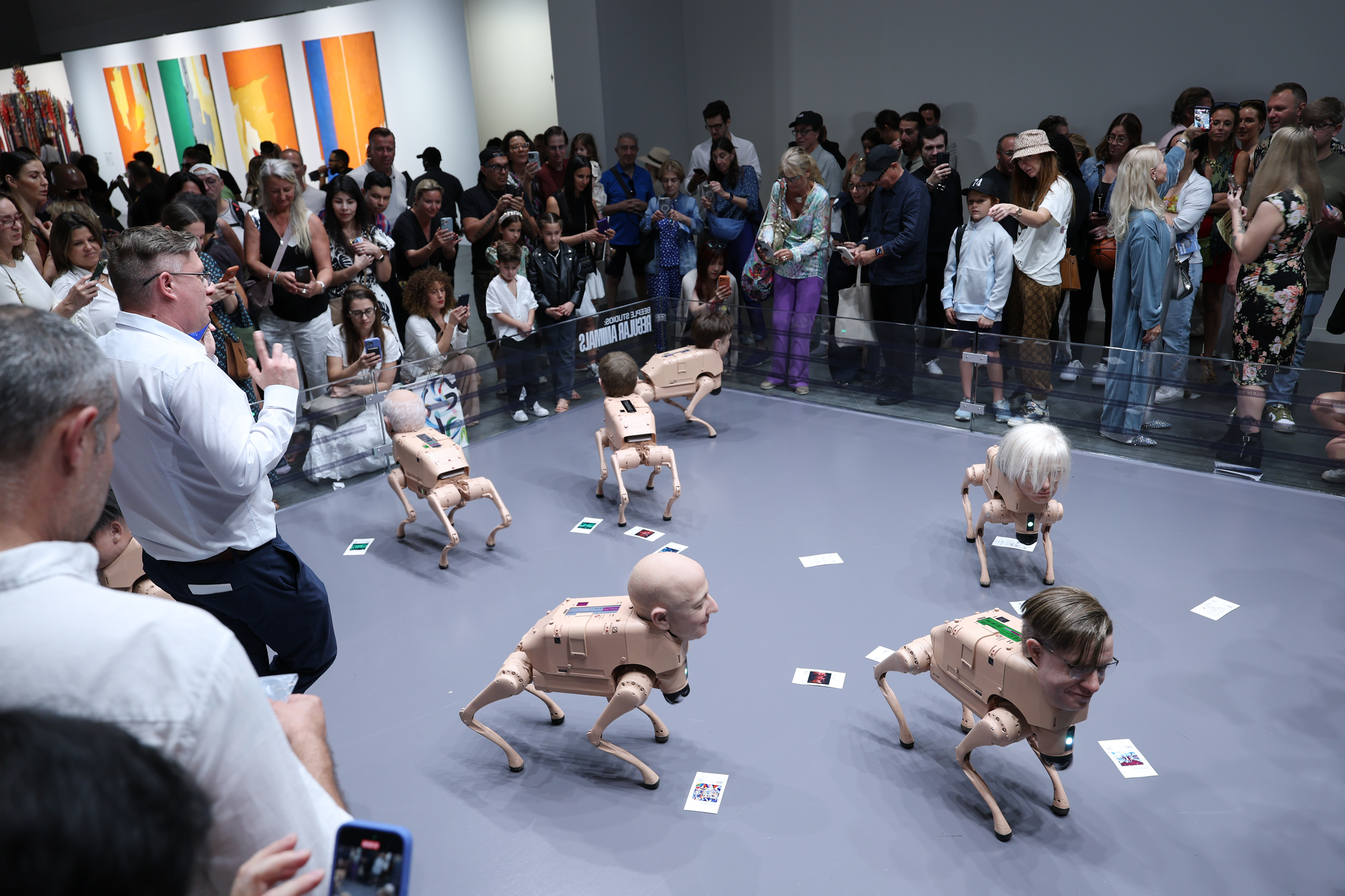 A view of Beeple Studios Regular Animals artwork at the Art Basel Miami Beach VIP Preview 2025 at Miami Beach Convention Center on December 05, 2025 in Miami Beach, Florida. (Photo by Arturo Holmes/Getty Images)