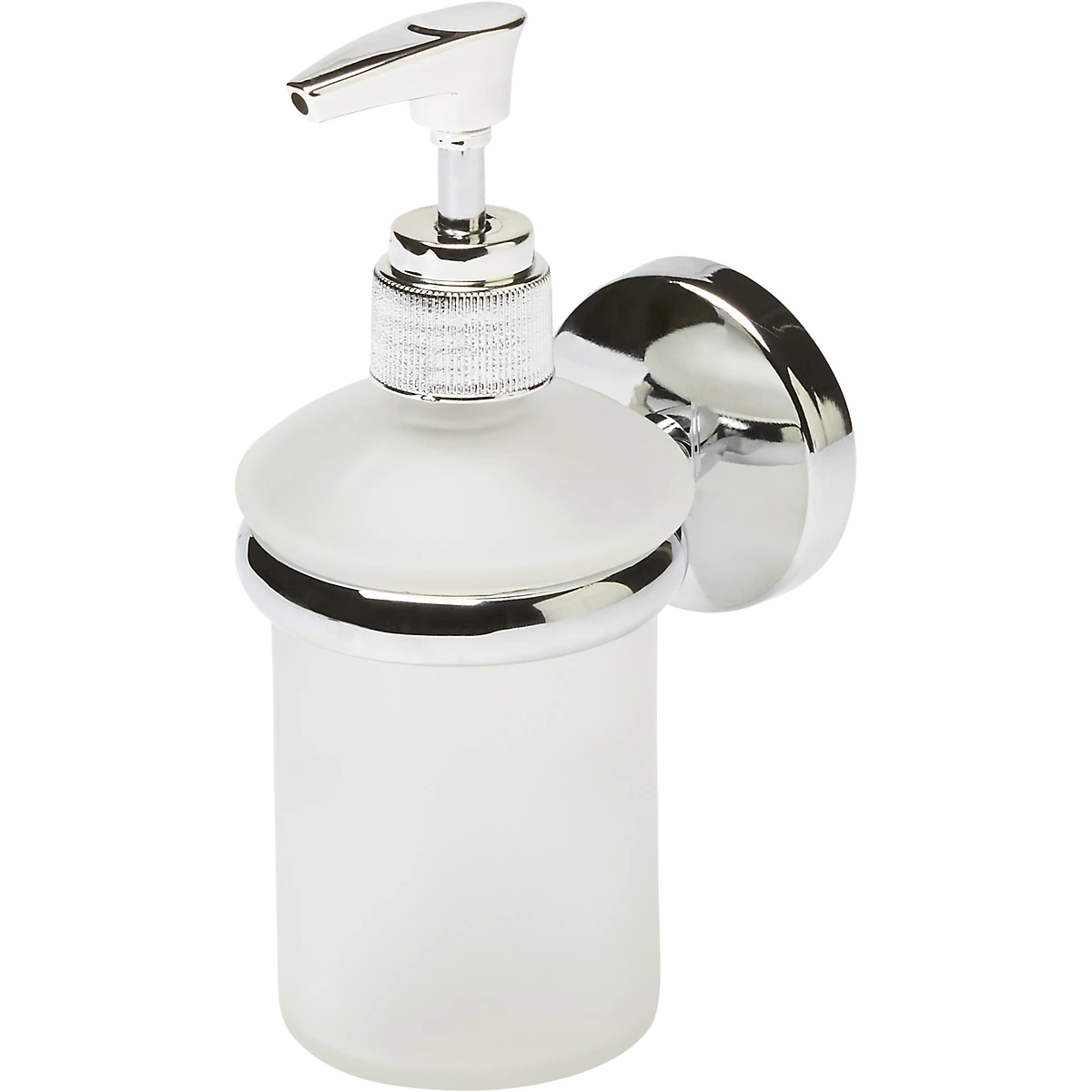 GoodHome Ormara Silver effect Glass &amp;amp; steel Wall-mounted Soap dispenser