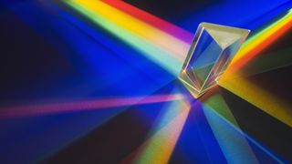 Light passing through a prism.