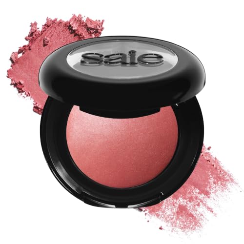Saie Supersuede Baked Blush - Talc-Free Powder Blush for Cheeks Infused With Hyaluronic Acid, Glycerin + Squalane - Hydrating Face Makeup for a Natural, Diffused Flush of Color - Mia (0.1 Ounce)