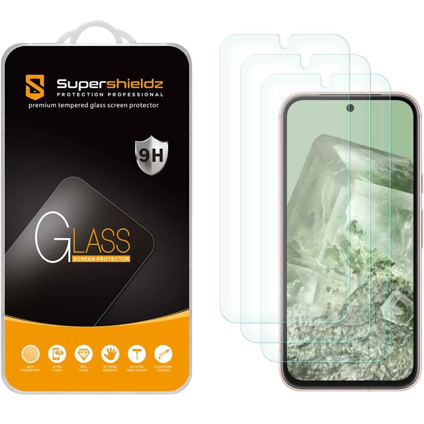 Protetor de tela de vidro temperado Supershieldz 3 Pack Google Pixel 8a