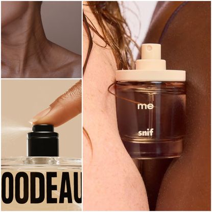 Woman in white off-the-shoulder dress with hair down and blowing in the wind.