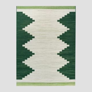 A geometric flatweave rug