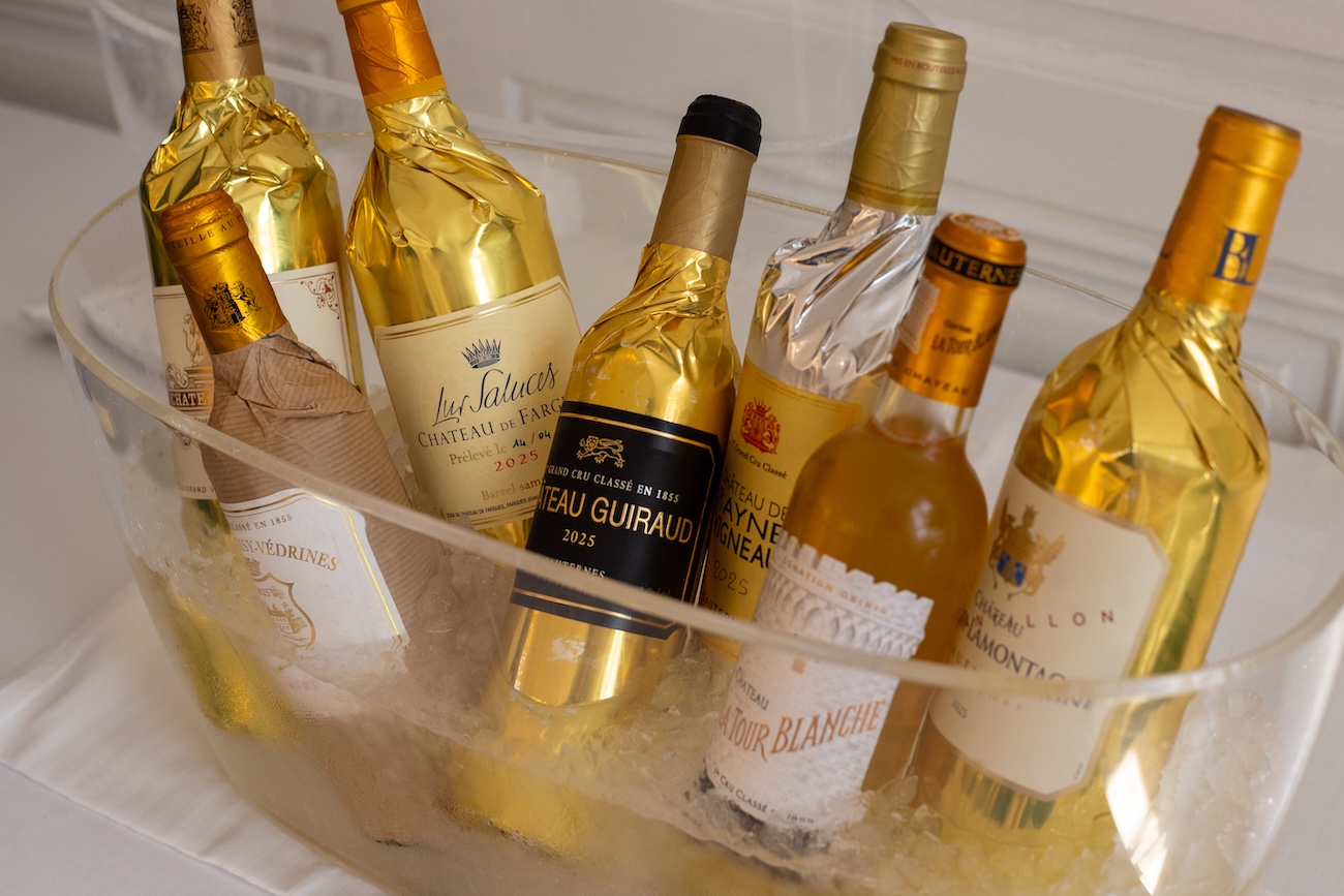 Sauternes bottles on ice