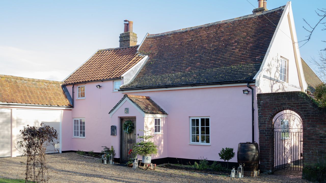 grade ll listed suffolk cottage pink exterior