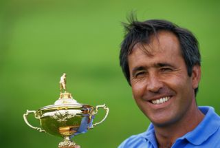Seve Ballesteros holds the Ryder Cup