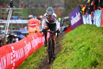 Puck Pieterse on her way to victory at the Cyclocross World Cup Hulst