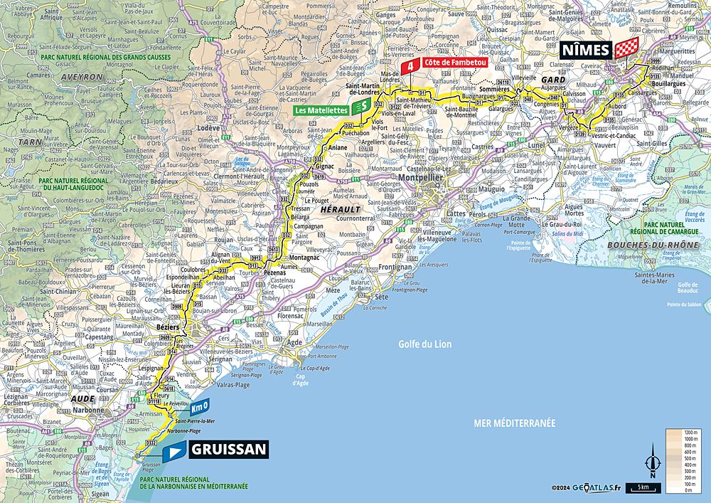 Map of 2024 Tour de France stage 16