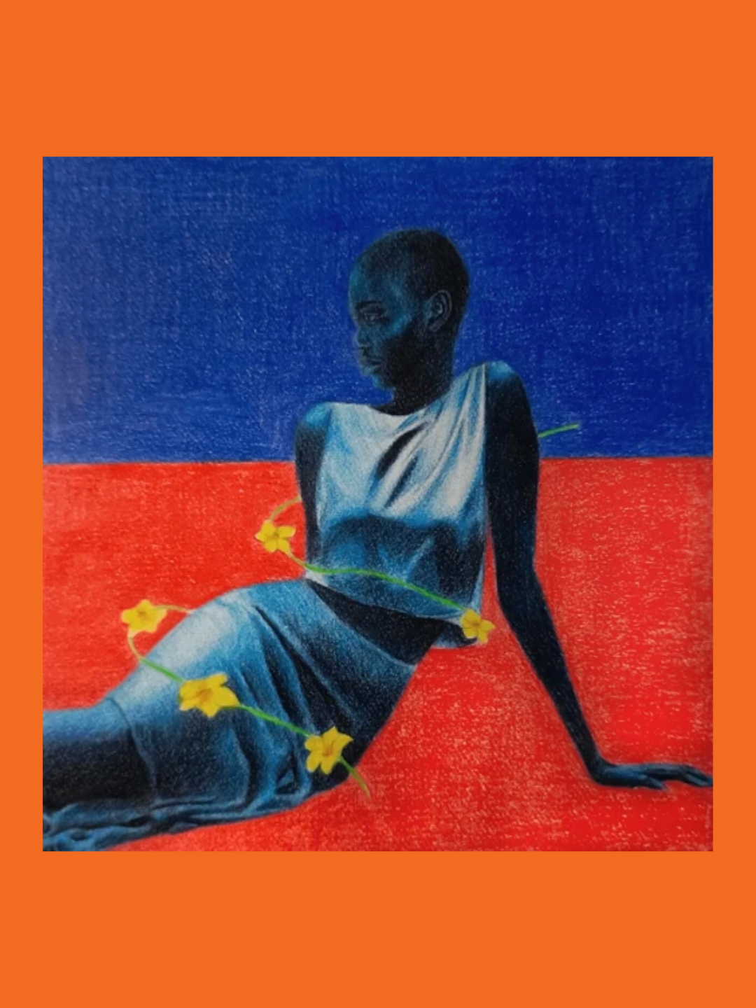 A painting of a girl by Mubarak Omotoyosi