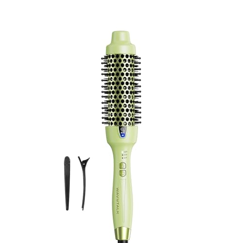 Wavytalk Thermal Brush, 1.5 Inch Blowout Express Ionic Heated Round Brush Creates Blowout Look Makes Hair Shinier & Smoother, Dual Voltage, Easy to Use (green)