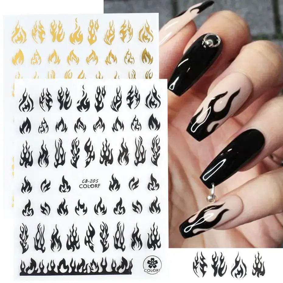 Nail Sticker Black Fire Cb205